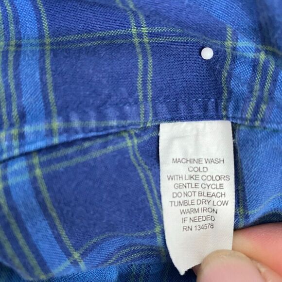 Vineyard Vines Collegiate Shirt Mens Size Medium Blue Plaid Button Up Cotton - Picture 8 of 10